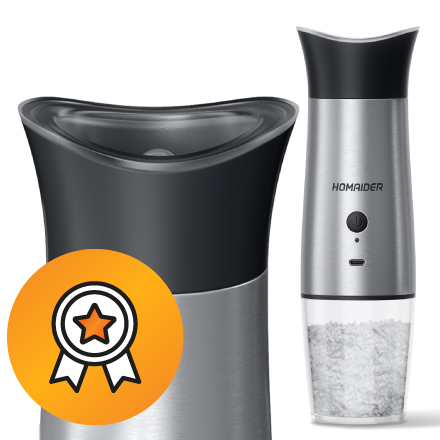 Simpletaste Electric Salt and Pepper Grinder Set, Automatic One Handed,Stainless Grinders with Lights and Adjustable Coarseness,Battery Operated