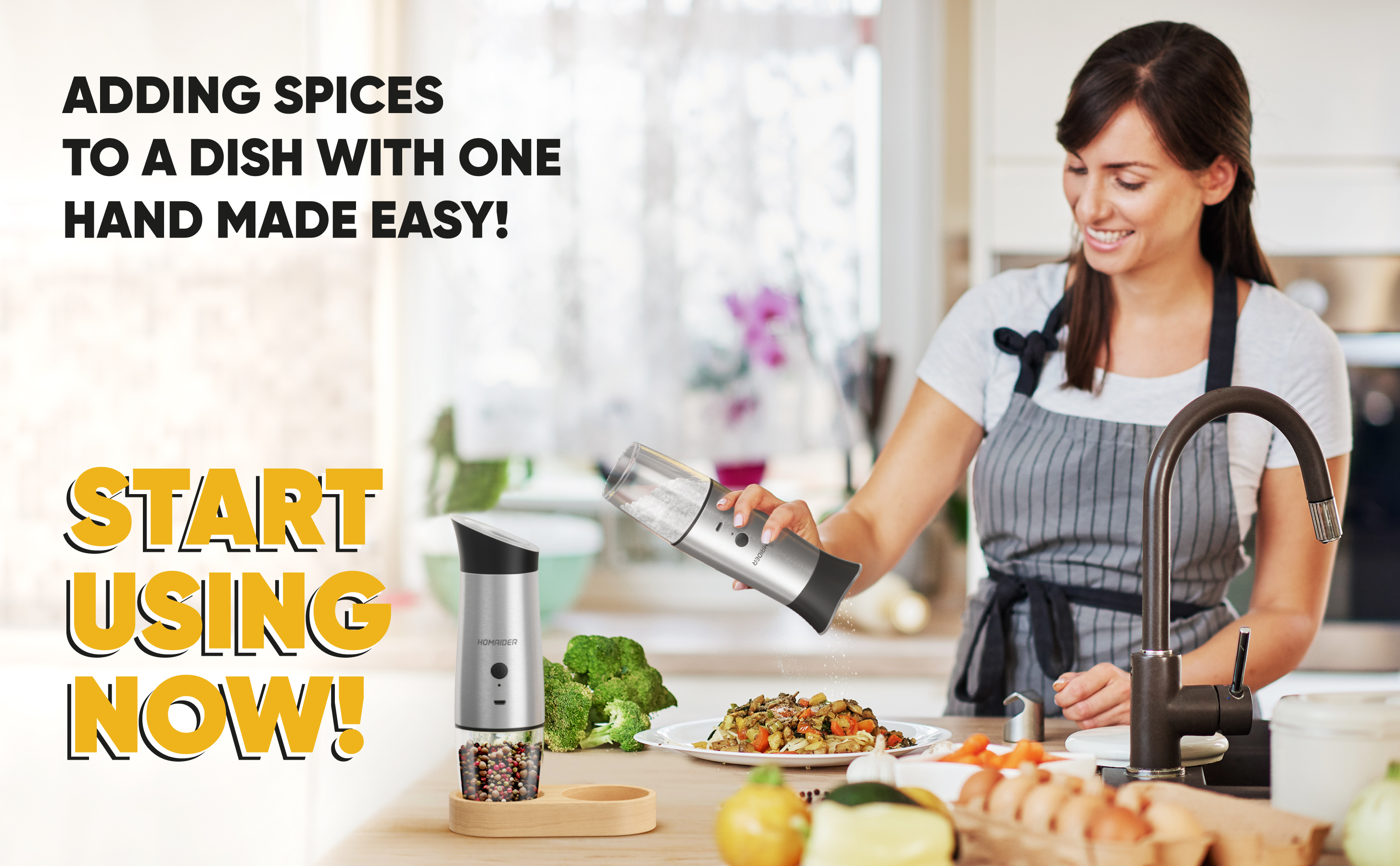 Homaider Electric Salt and Pepper Grinder